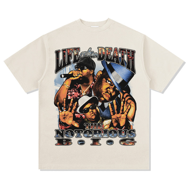 Marcas streetwear usa vintage hip hop biggie print short sleeve t-shirt