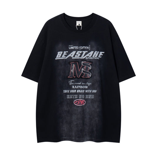Distorted vintage summer short-sleeved t-shirt loose casual top