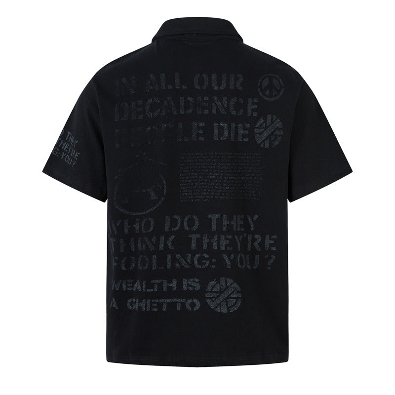 Stone Wash T shirt POLO shirt Short Sleeve Lapel Top