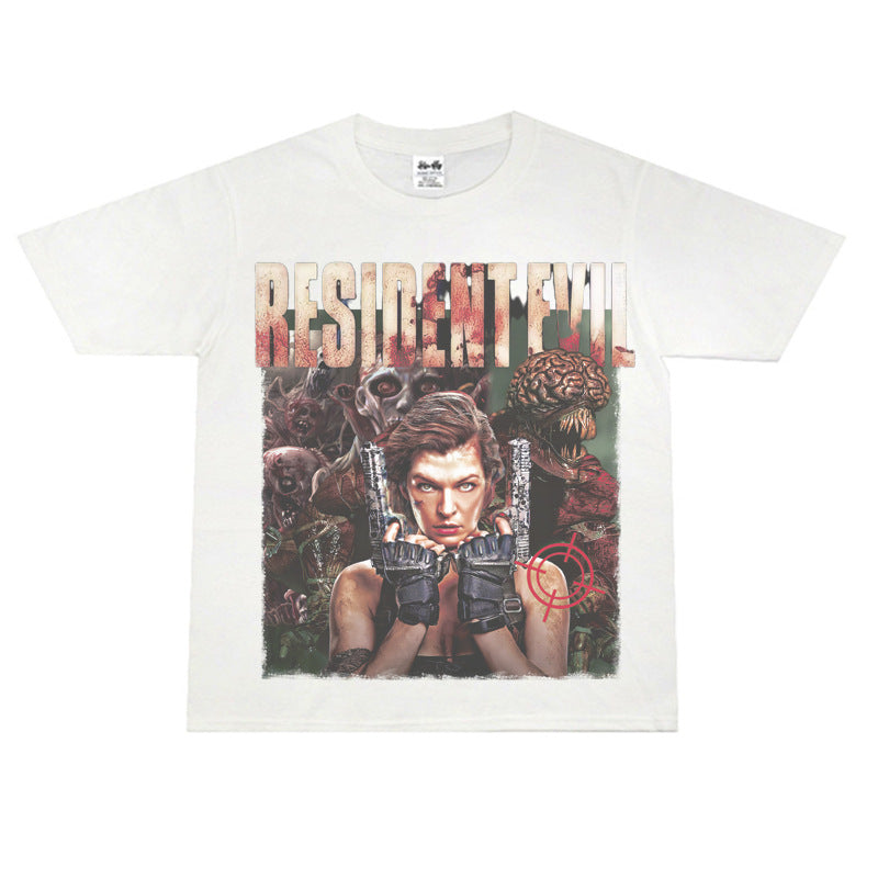 Film Star T Shirt Personalized Cotton Short Sleeve Loose Retro Design T-shirt for Men and Women