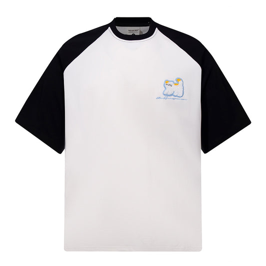 New York Hip Hop Style Vintage Lamb Embroidered Short Sleeve T-Shirt Summer Oversize Casual Top