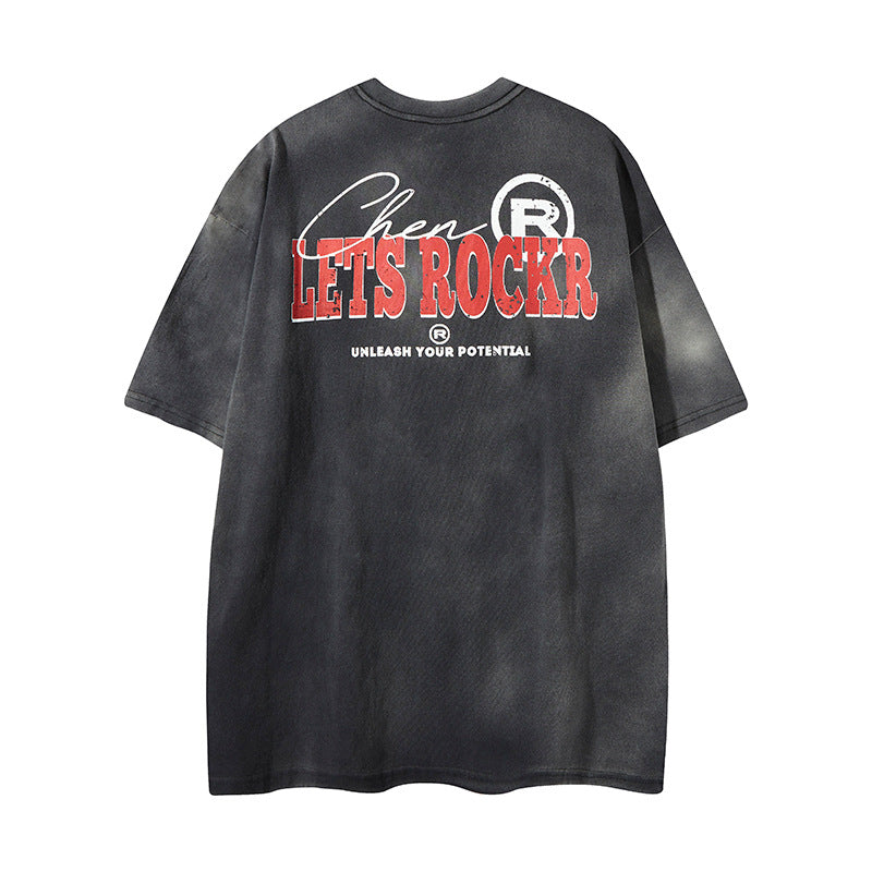 Nyc 1990 Shirt Summer Short Sleeve Vintage Old Letter Graffiti Print T-Shirt