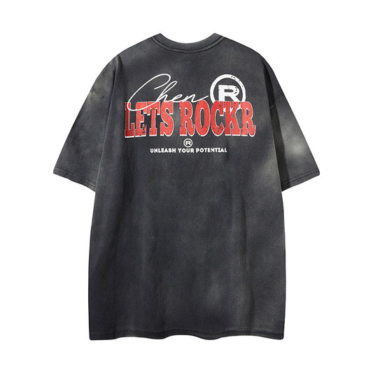 Nyc 1990 Shirt Summer Short Sleeve Vintage Old Letter Graffiti Print T-Shirt