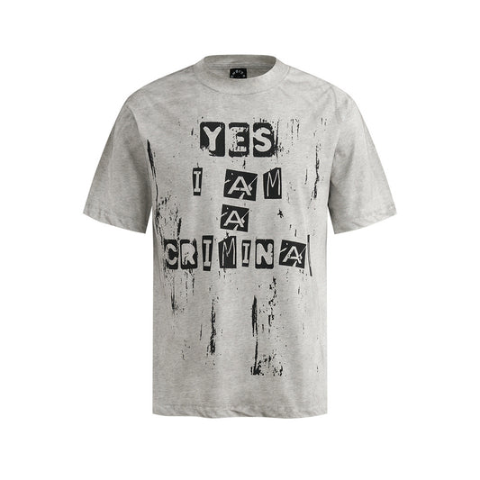 Nostalgia T Shirts Vintage Old Letter Print Short Sleeve T-Shirt
