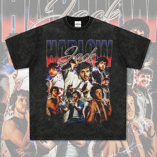 Outfit streetwear Vintage Hip Hop Jack Harlow Print Short Sleeve T-Shirt