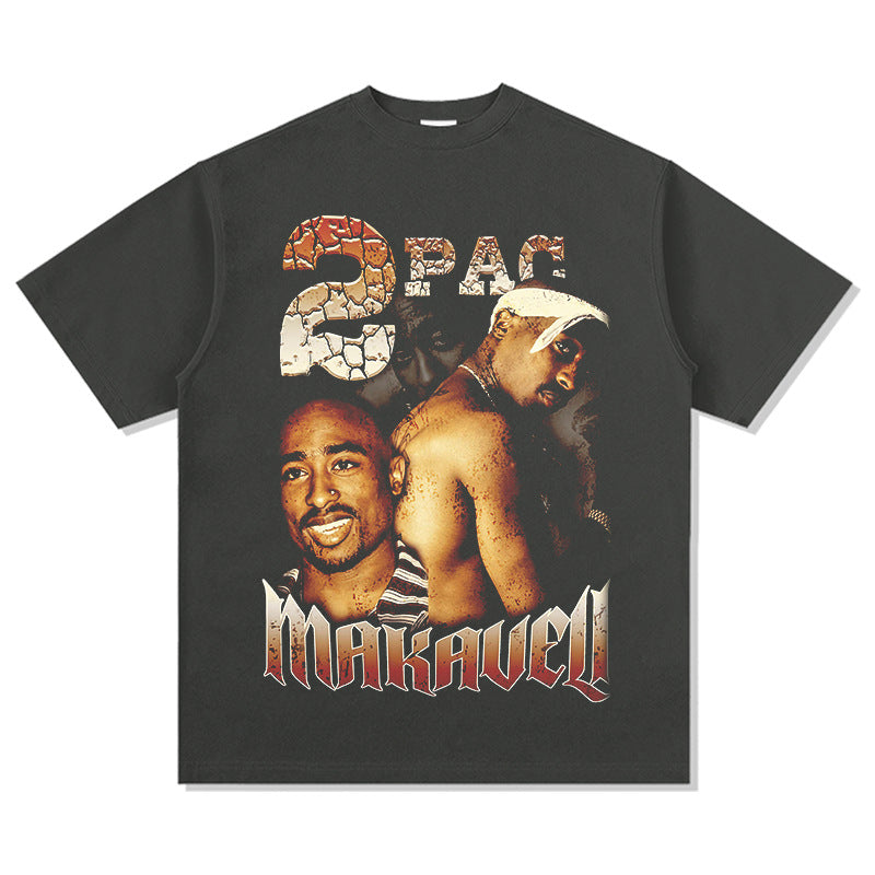 Cool t rapper Tupac print hip hop Vintage short sleeve t-shirt vintage