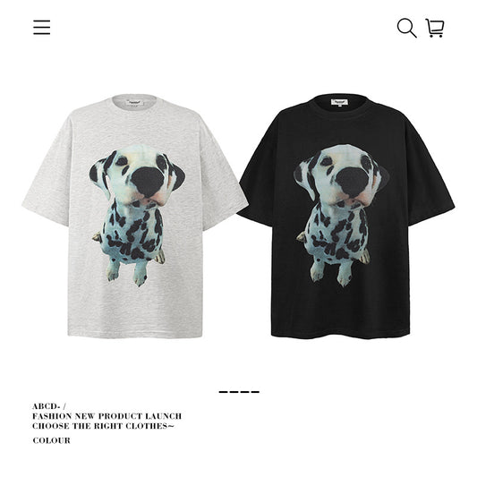 American vintage street T-shirt pure cotton men's and women's summer loose half-sleeves