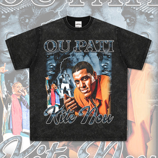 Outfit streetwear vintage hip hop Mika Benjamin print short sleeve t-shirt