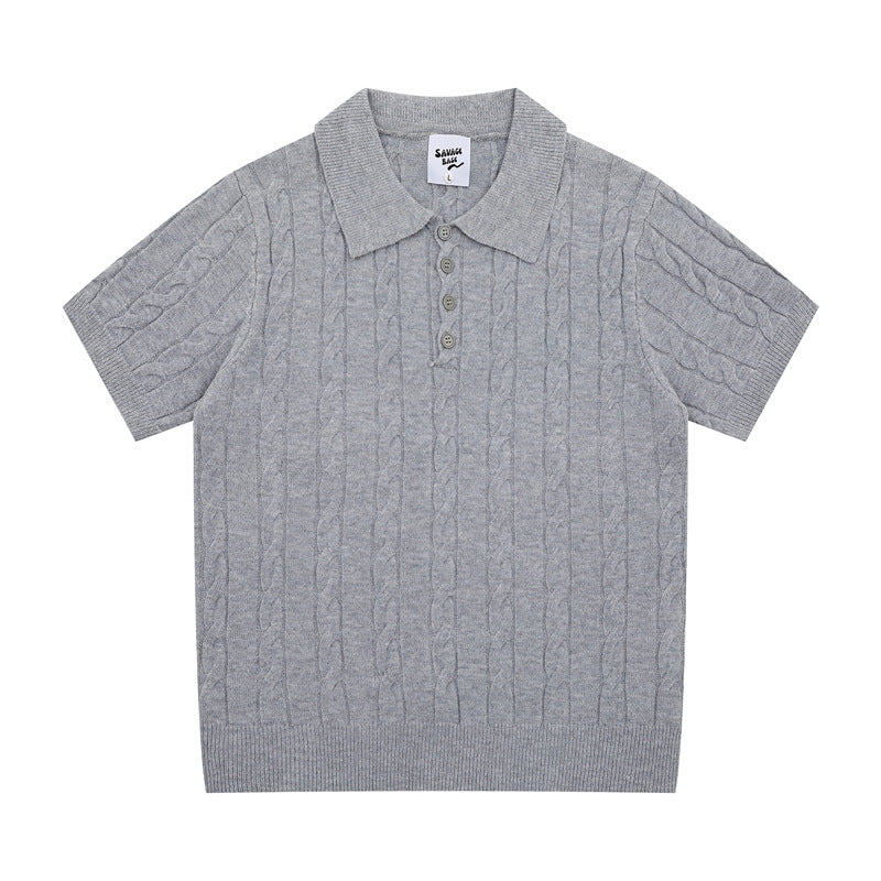 Hip Hop Shirts For Boys Lapel Knitted Short Sleeve Men's Summer Lapel Polo Shirt