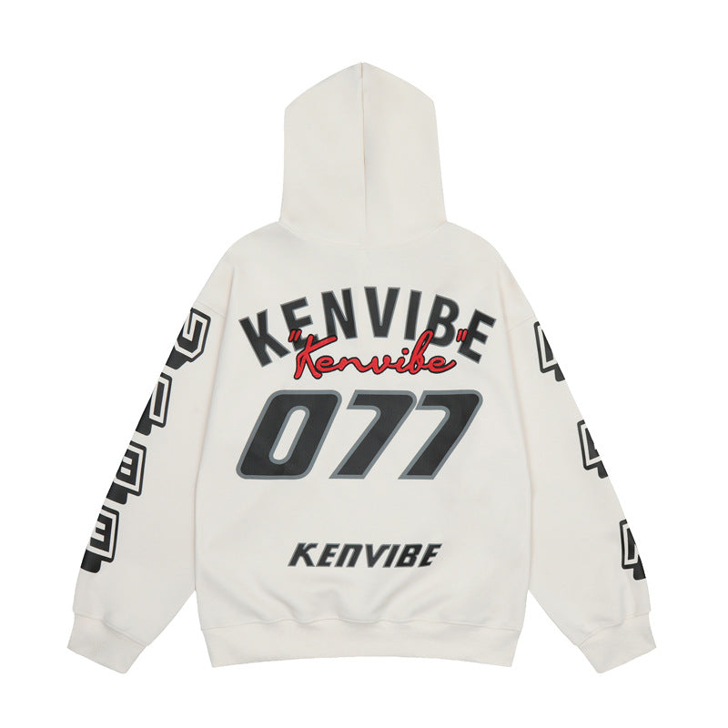 Streetwear Hoodie Racing Print Hooded Sweater Loose Hoodie Jacket
