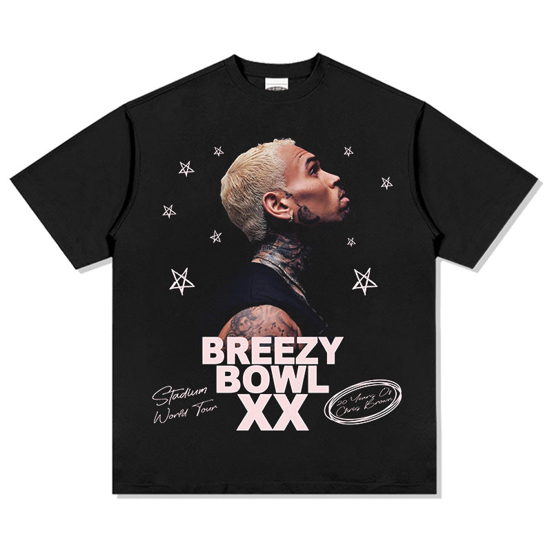New york hip hop shop vintage hip hop Chris Brown print short sleeve t-shirt