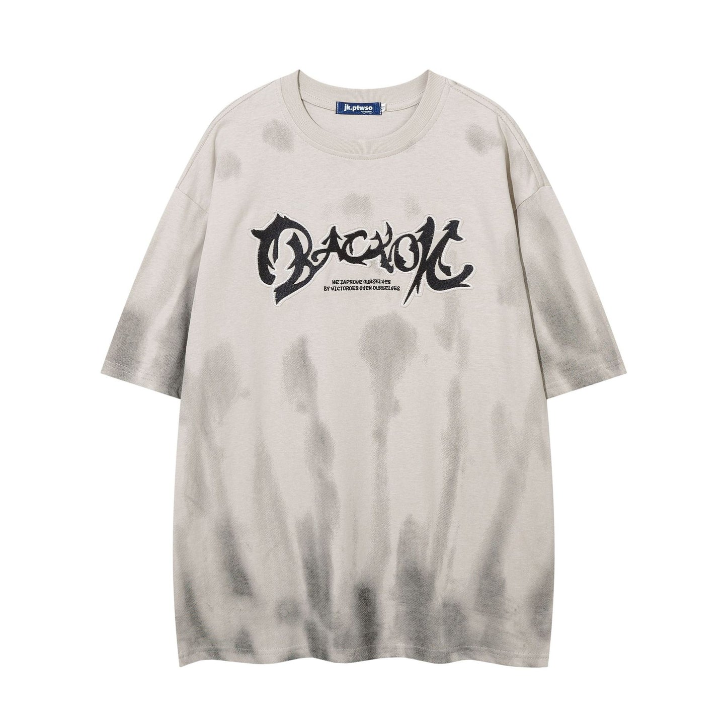 Hustle vintage tie-dye t-shirt summer embroidery short sleeves