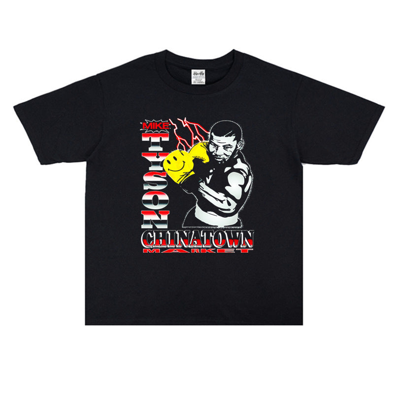 Film Star T Shirt Mike Tyson Washed Distressed T-shirt Short Sleeve Loose
