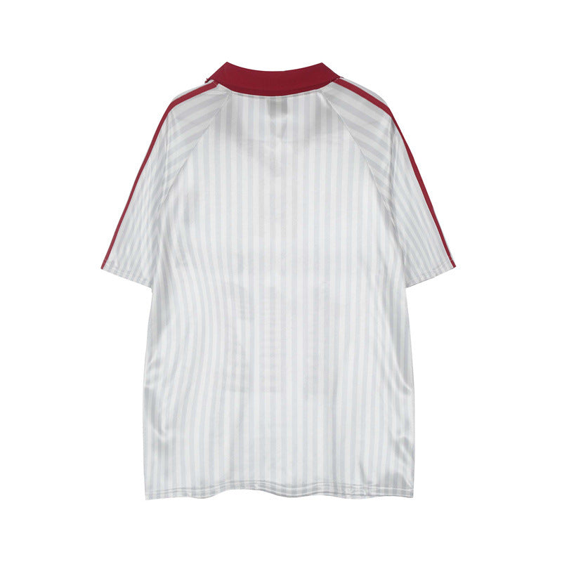 Camisas Retros Casual Loose Sport V-Neck T-Shirt