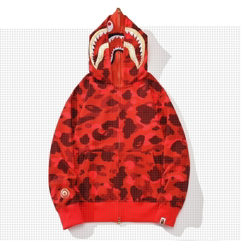 Bathing Ape Hoodie Shark Double Hood Camo Hooded Zip Cardigan Sweater