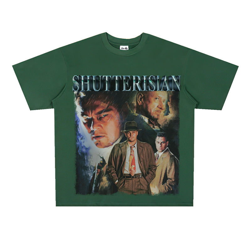 Film Star T Shirt Cotton Short Sleeve Loose Retro American T-shirt Men
