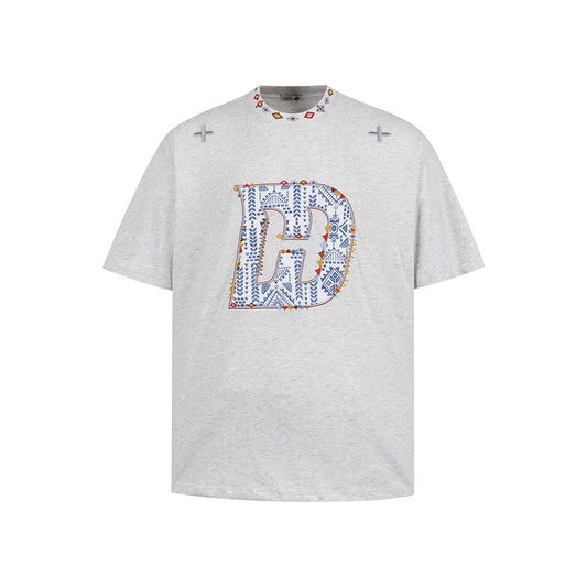 Vintage Usa Shirt Vintage Embroidery Crew Neck Short Sleeve T-Shirt