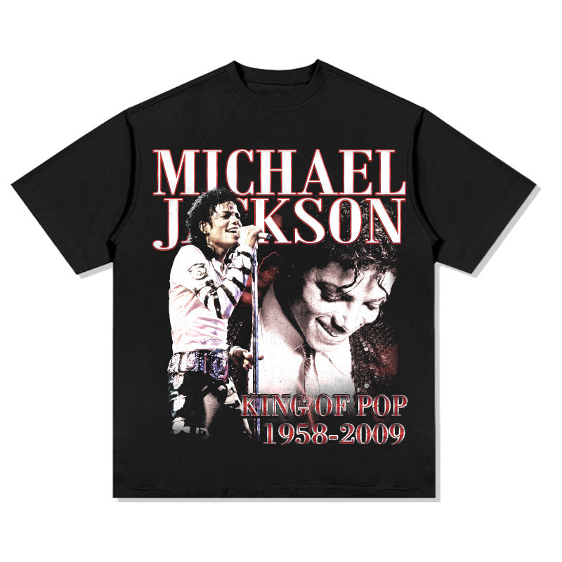 Streetwear masculino jackson print short sleeve t-shirt