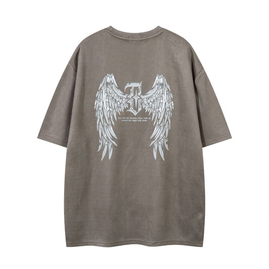 Ye T Shirt Summer Angel Wings Print Short Sleeve