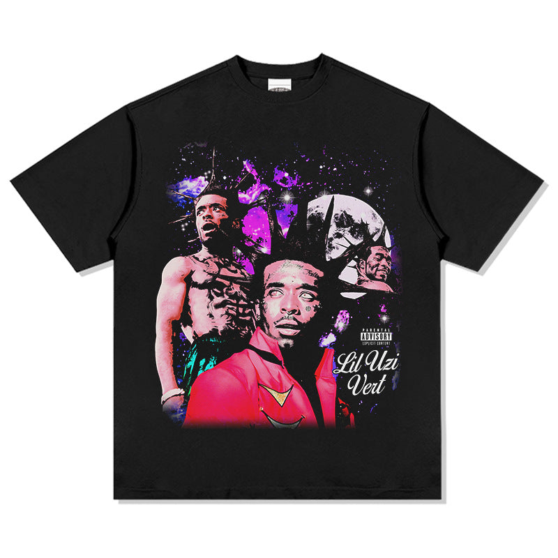 Outfit streetwear retro hip hop Lil Uzi Vert print short sleeve t-shirt