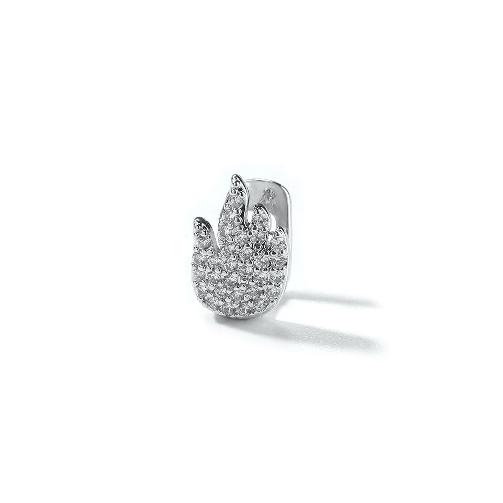 Grillz Single Flame with Diamond Teeth Hip Hop Rap Spectrum