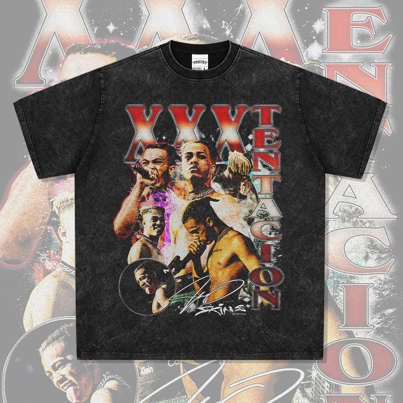 Marcas streetwear usa vintage hip hop XXX print short sleeve t-shirt hundred