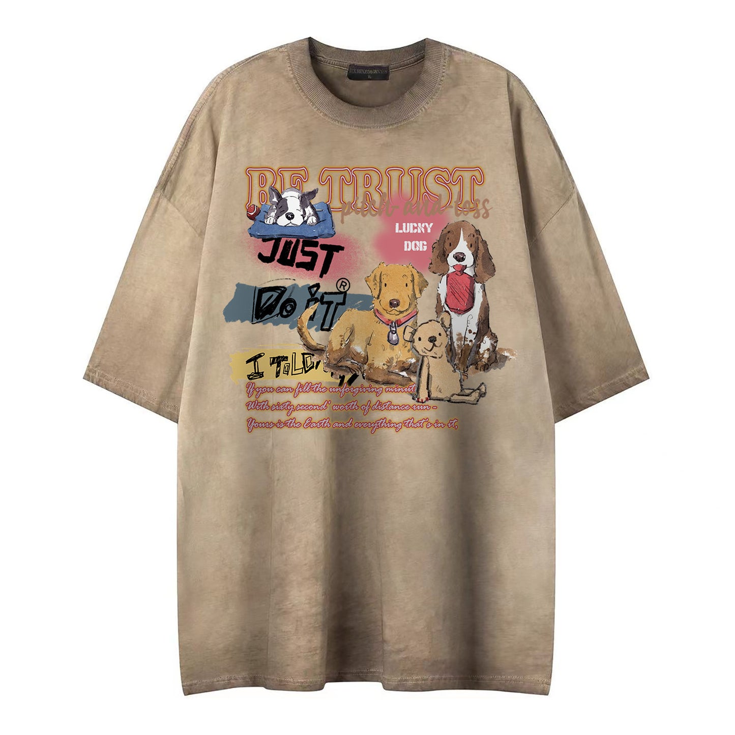 US drip outfits Summer Vintage Puppy Casual Loose Short Sleeve T-Shirts