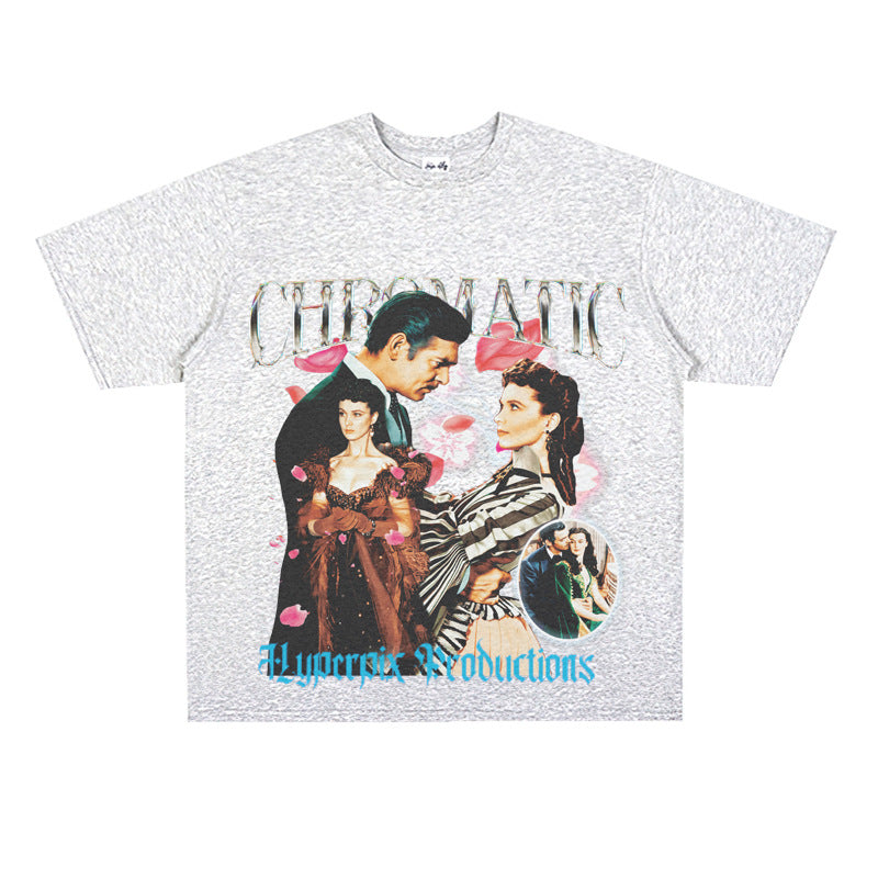 Film Star T Shirt European and American Movies Gone with the World Loose T-shirt Men and Women