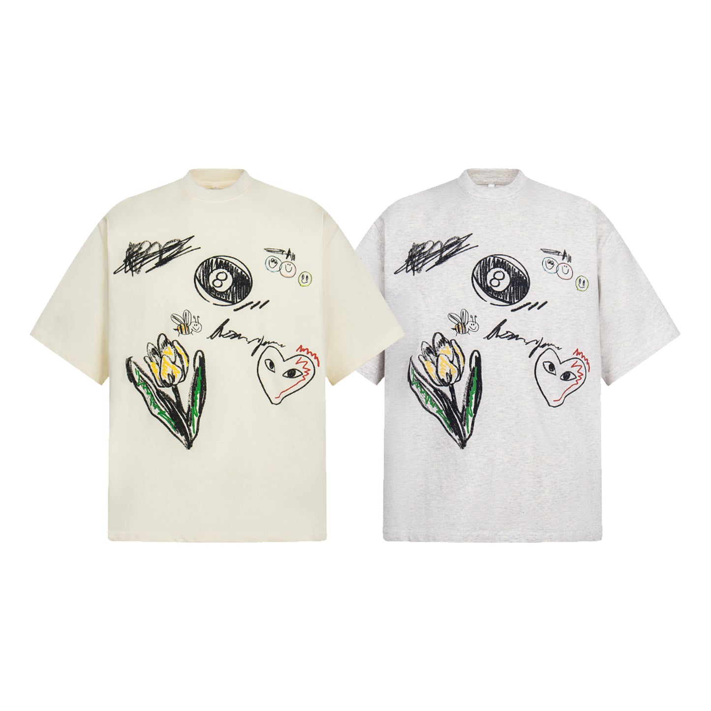 Unisex T-shirts Street Vintage Creative Painting Men's Loose Short Sleeve T-Shirt