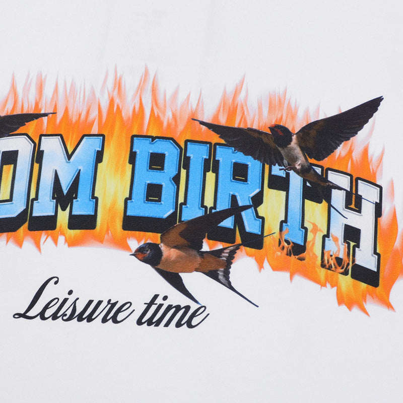 Camisas Retros Loose Crew Neck Short Sleeve T-Shirt