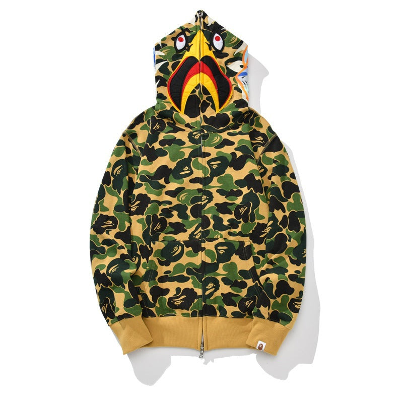 Ape Hoodie Joint S24 Falcon Full Zip Camouflage Loose Hooded Sweater