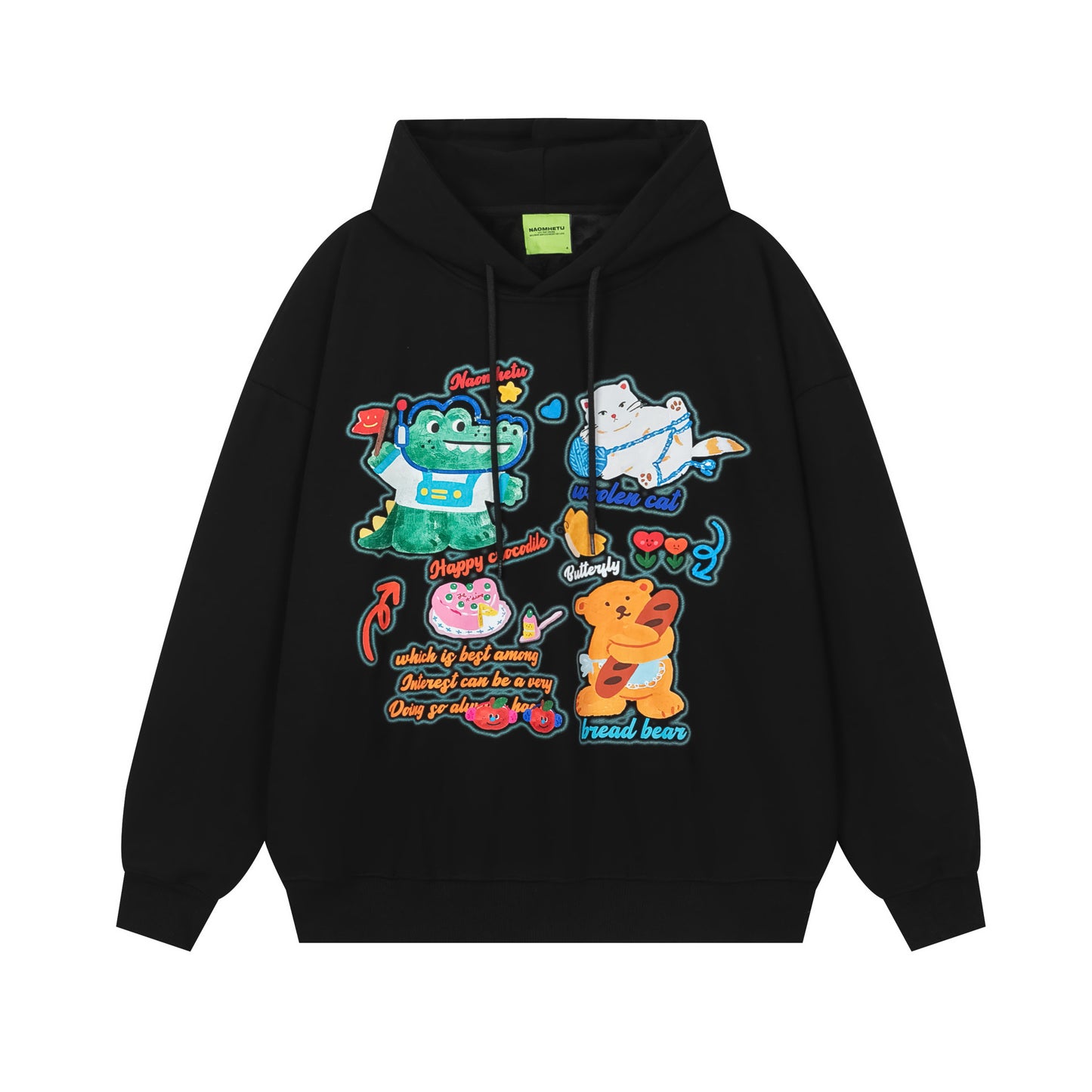Vice streetwear cartoon print hooded sweater men