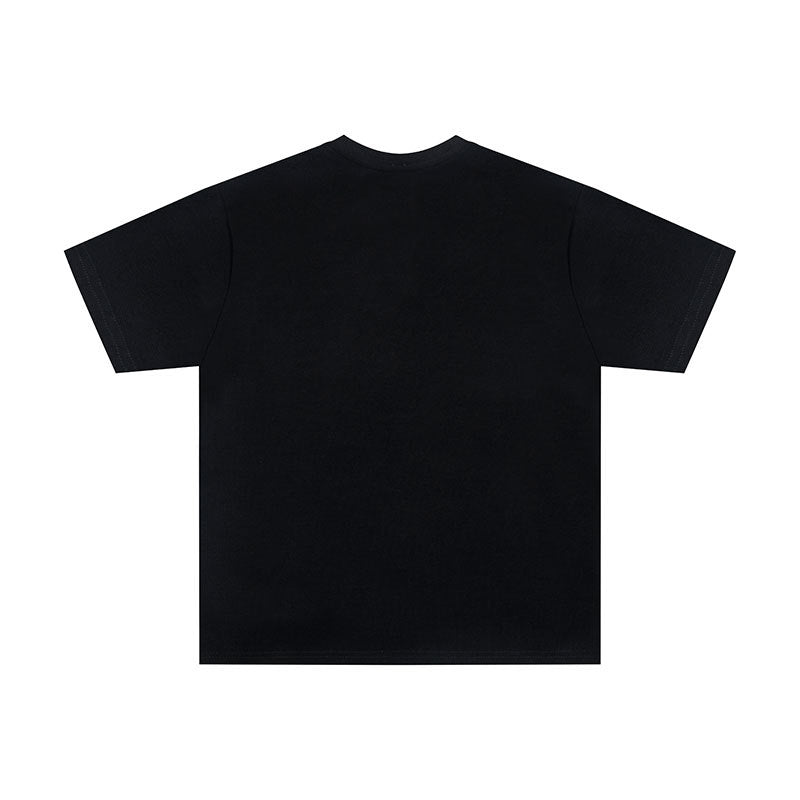 Marcas De Streetwear Vintage Cross Leather Embroidered Crew Neck Short Sleeve T-Shirt
