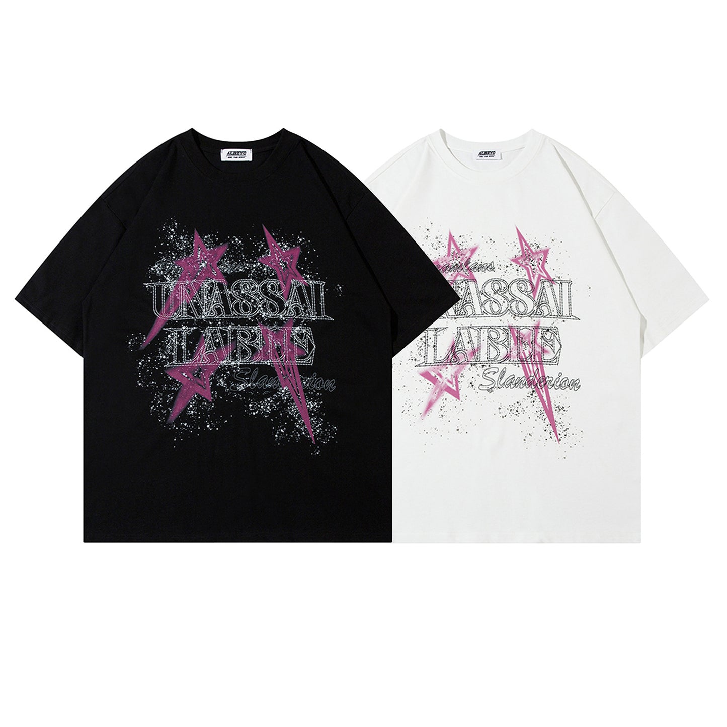 USA Vintage T-Shirt Hot Diamond Letter Male Summer