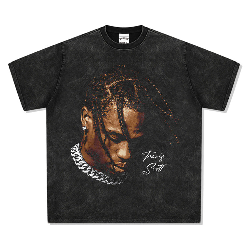 New york hip hop shop vintage, hip hop scott print short sleeve t-shirt