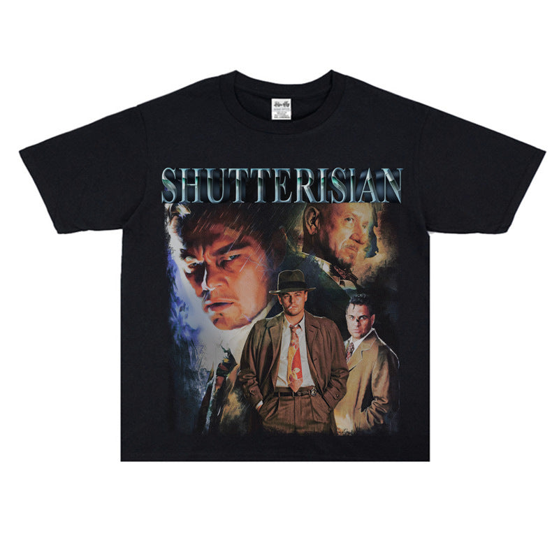 Film Star T Shirt Cotton Short Sleeve Loose Retro American T-shirt Men