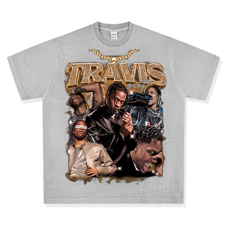 New york hip hop shop hip hop TRAVIS SCOTT print short sleeve t-shirt