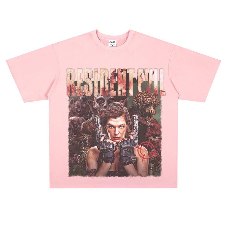 Film Star T Shirt Personalized Cotton Short Sleeve Loose Retro Design T-shirt for Men and Women