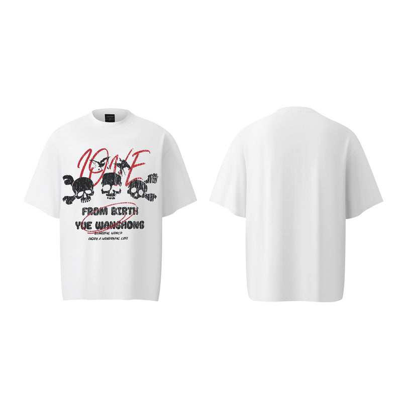 Hip hop clothing new york summer hip hop skull t-shirt short sleeve