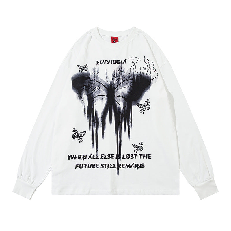 Marcas De Streetwear Vintage Hip Hop Butterfly Graffiti Long Sleeve T-Shirt