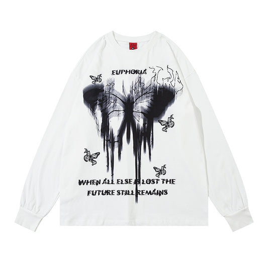 Marcas De Streetwear Vintage Hip Hop Butterfly Graffiti Long Sleeve T-Shirt