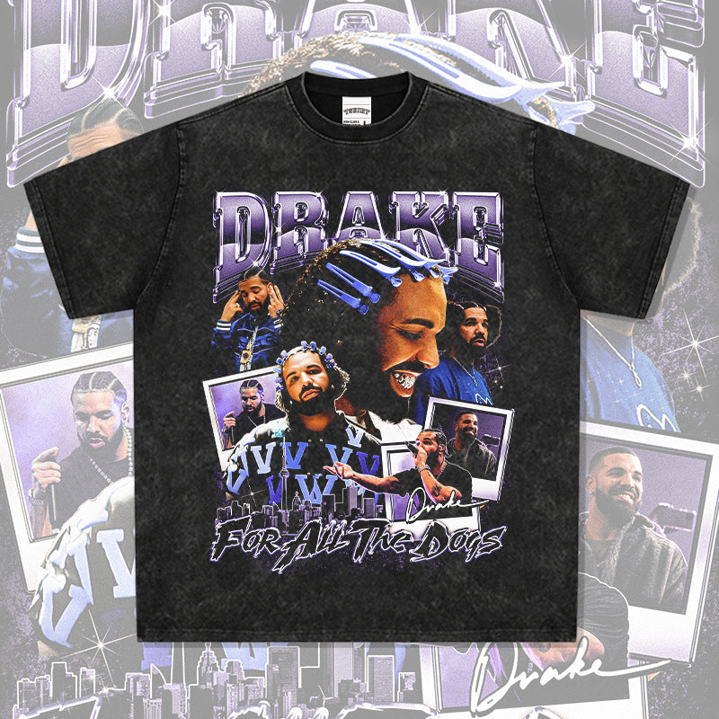 Cool t rapper vintage drake DRAKE print short sleeve t-shirt Vintage