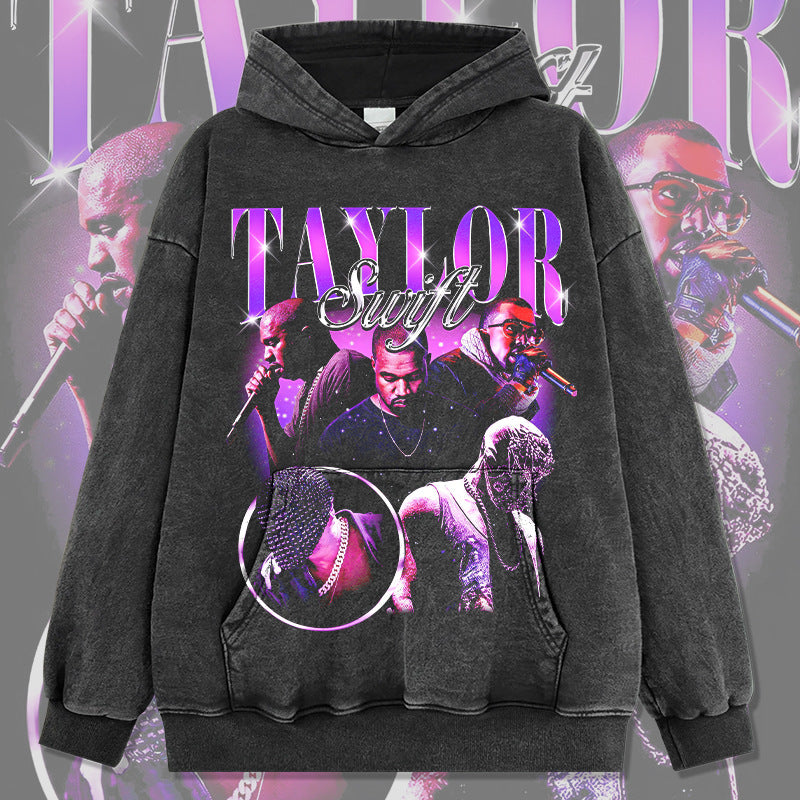 Marcas streetwear usa vintage hip hop tayler mckp print hooded sweater