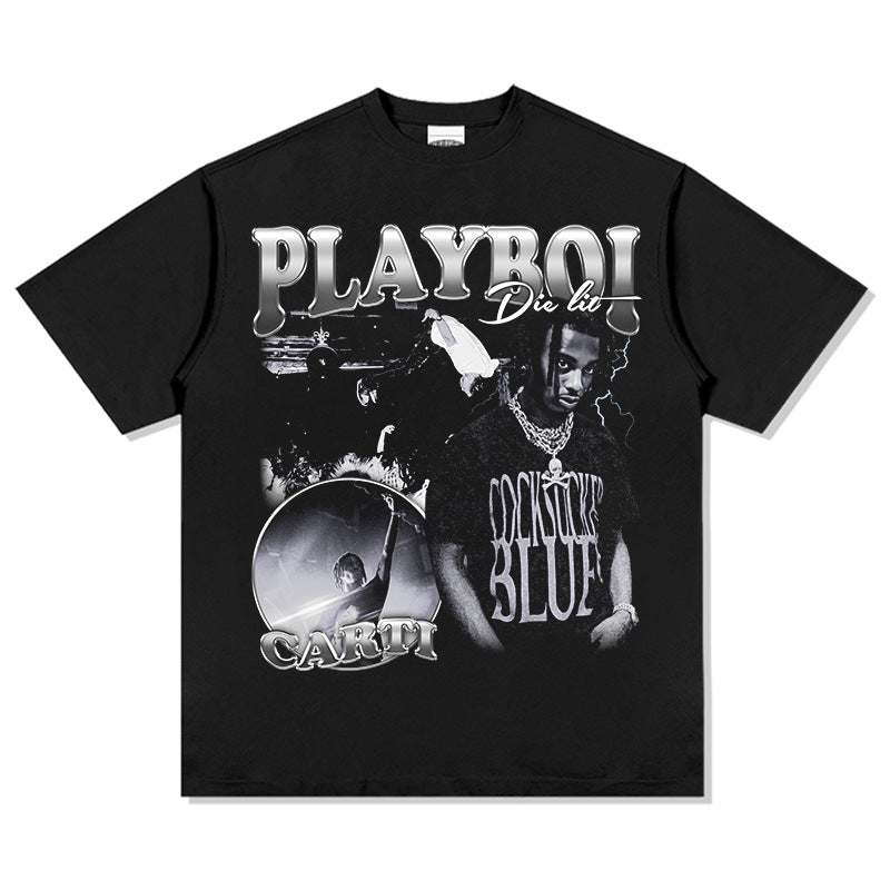 New york hip hop shop Playboi carti print short sleeve t-shirt hiphop hip hop, crew neck