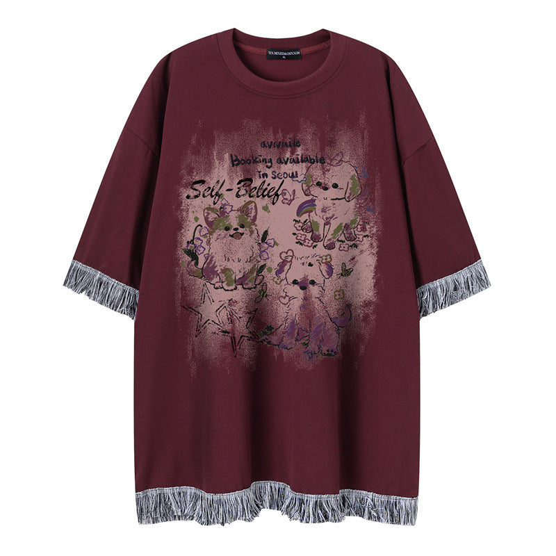 Camisetas streetwear Summer Vintage Puppy Casual Loose Short Sleeve T-Shirt