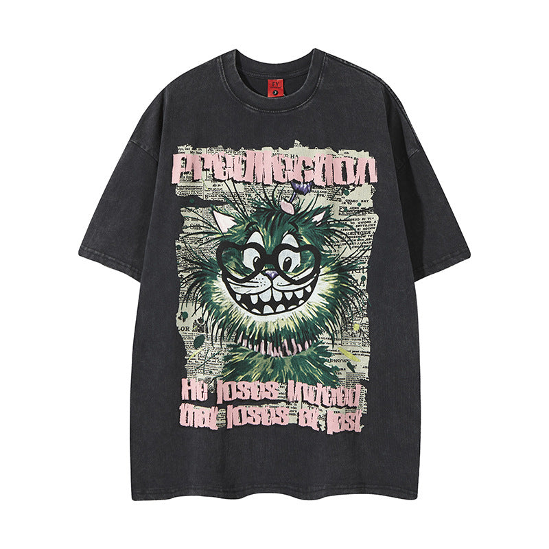 Nostalgia T Shirts Letter Short Sleeve Printed T-Shirt Loose Top