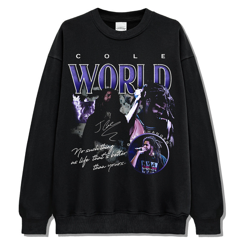 Marcas streetwear usa vintage J Cole print crew neck sweater