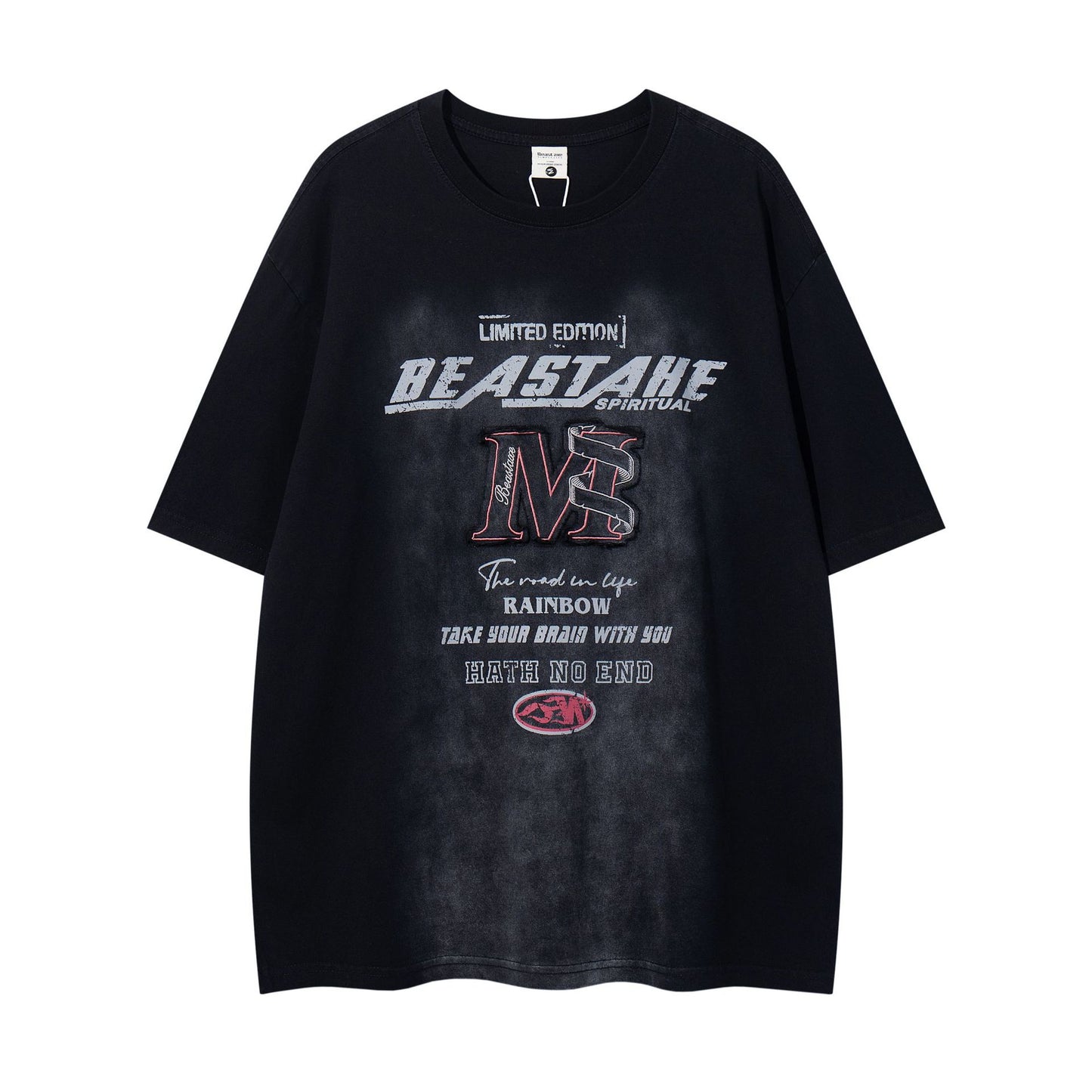 Hustle vintage summer embroidered t-shirt short sleeves