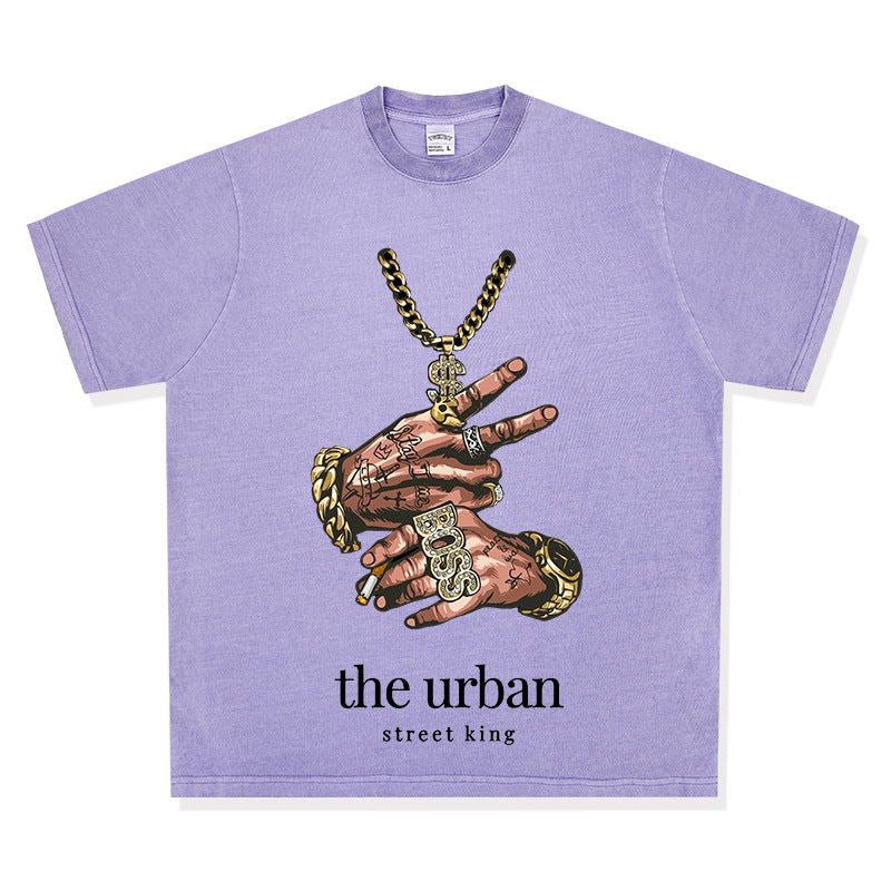Streetwear masculino summer vintage short sleeve hip hop print t-shirt