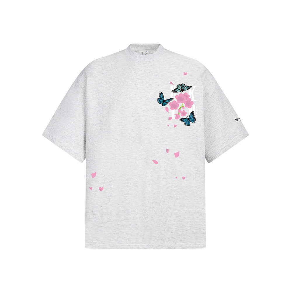 Hip Hop Clothes New York Vintage Summer Loose Crew Neck Embroidered Floral Top